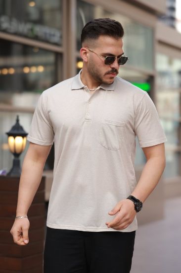 Erkek Yakalı Mini Jakarlı Kısa Kollu T-shirt resmi